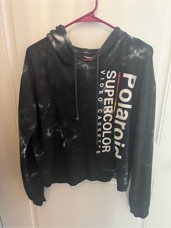 Polaroid Sweaters - Polaroid Black White Tie-Dye Crewneck Sweatshirt with Supercolor Logo